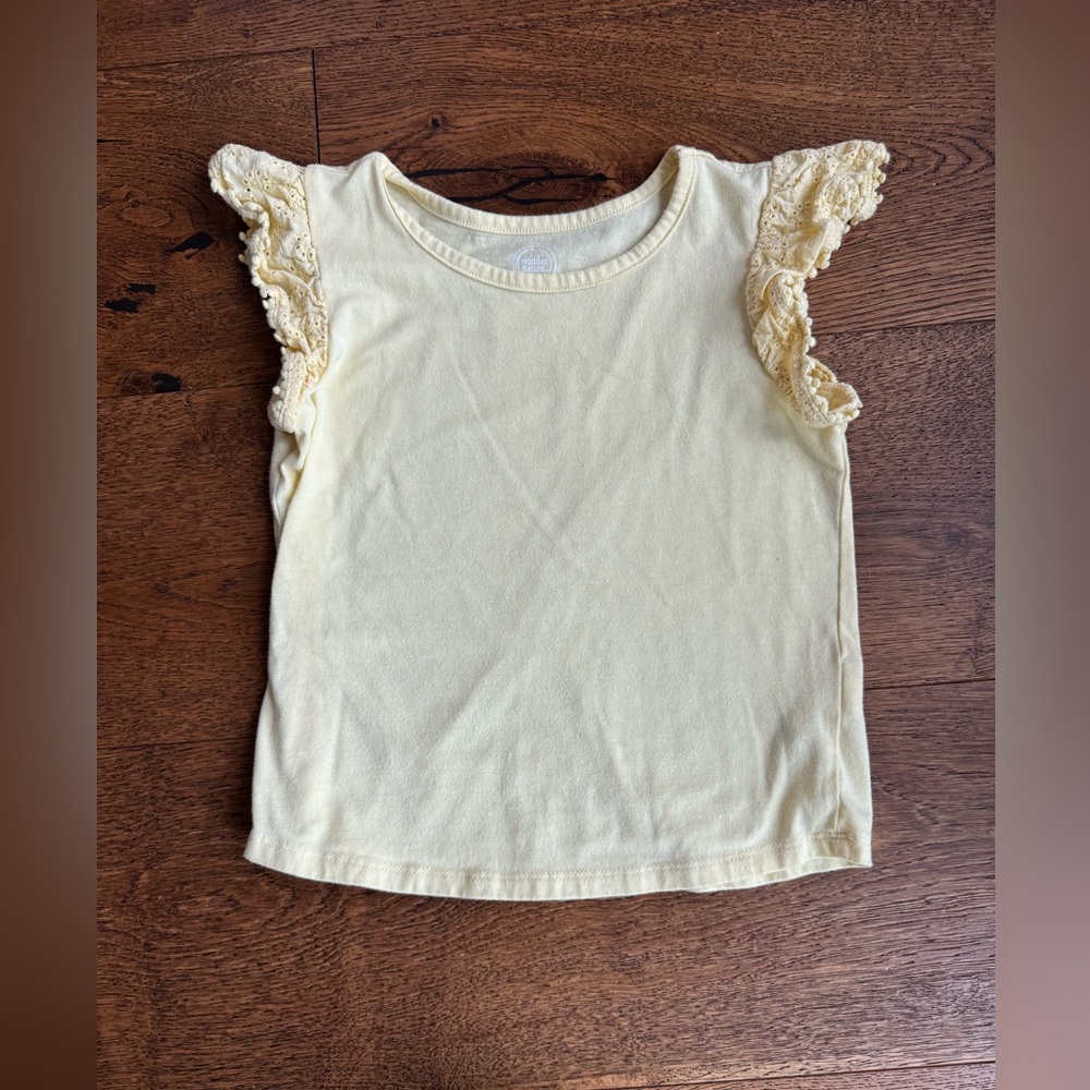 Wonder Nation Size 6 Light Yellow Lace Sleeve Tee